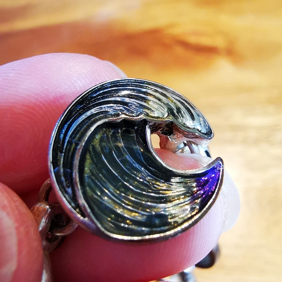 Mermaid and Wave Enamel on Silver Tone Bracelet - Picture 9 of 16